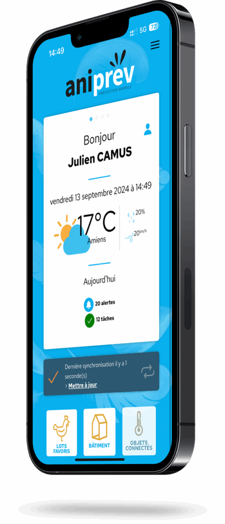 Mockup téléphone avec l'application aniprev